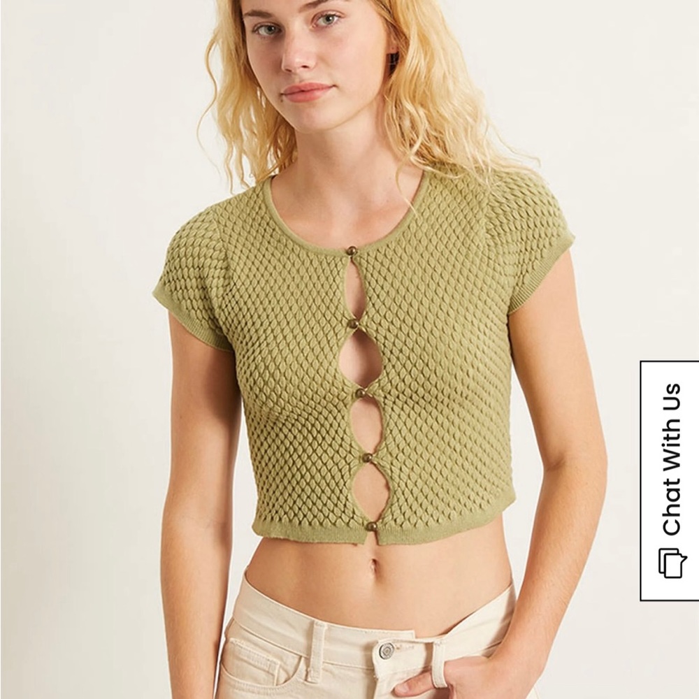 Pacsun top, sage color, large & fits nicely, material is soft & comfortable